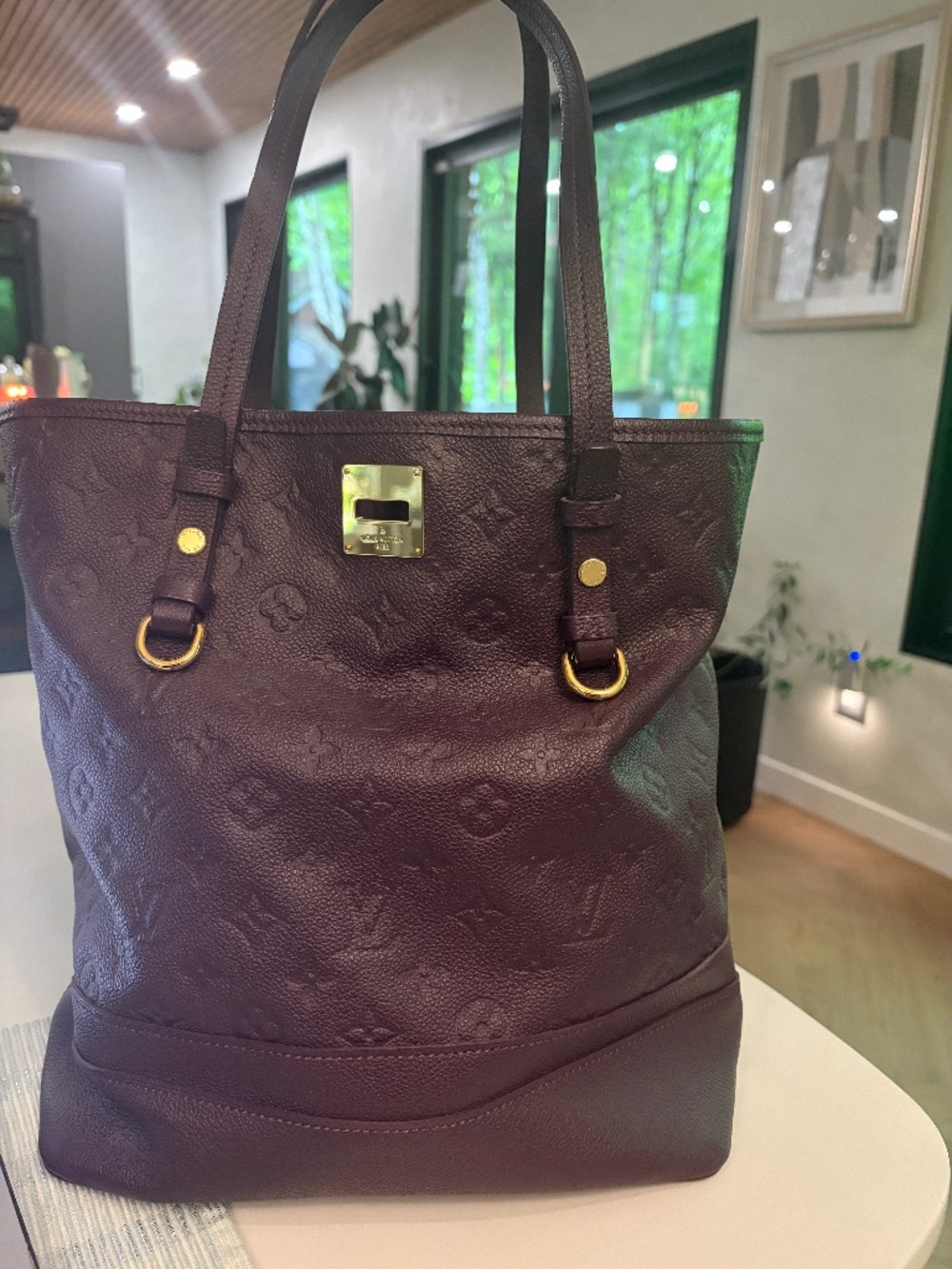 Louis Vuitton Citadine Handbag Monogram Empreinte Burgundy Leather GM tote bag